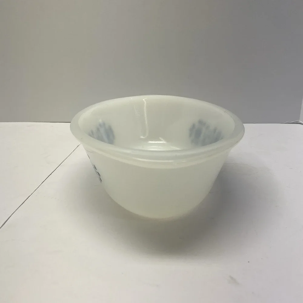 Glasbake Vintage J-235 Casserole Dish 1Qt Navy Blue Flower Pattern Microwaveable